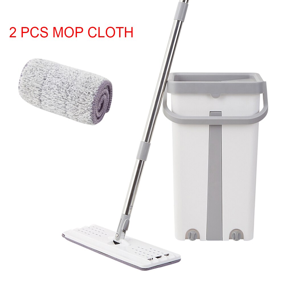 Outil paresseux de nettoyage de Rotation de 360 degrés de ensemble de seau de vadrouille plate évitent le lavage de main pour la maison TN99: 2pcs mop cloth set