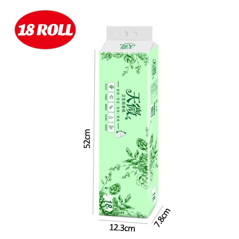 18 Roll/Pack Toilet Tissue Paper 4 Layers Home Bath Paper Bathroom Rolling Paper White Native Wood Pulp Toilet Roll Tissues