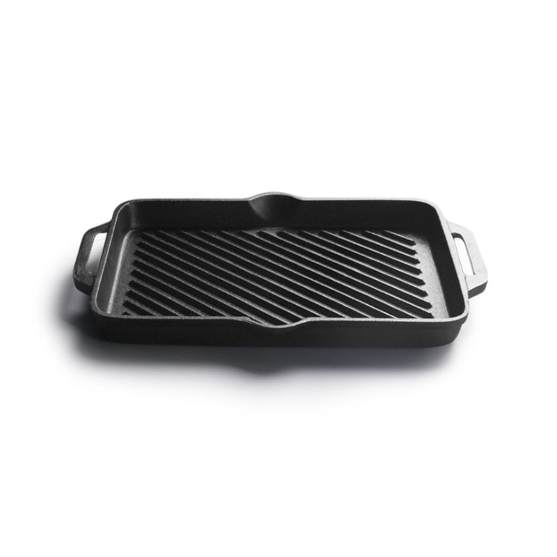 35*24 Cm Gietijzeren Pan Gietijzeren Grill Pan Rechthoekige Geribbelde Steak Ijzeren Plaat Verdikte Ongecoat Gietijzeren keukengerei