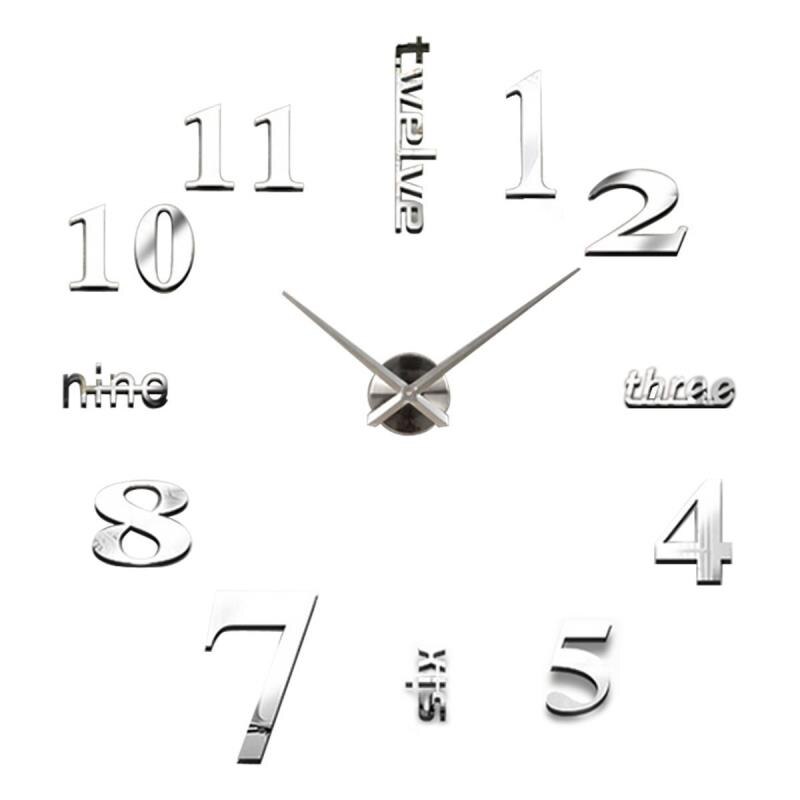 Acryl 3d slaapkamer wandspiegel wandklok diy woonkamer huisdecoratie horloge kwarts grote wandklok