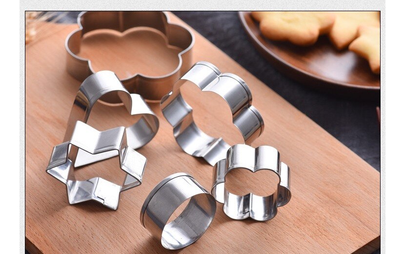 Moldes para galletas de acero inoxidable, utensilios de decoración de repostería, molde para hornear, plantillas de pastelería, 12 unidades