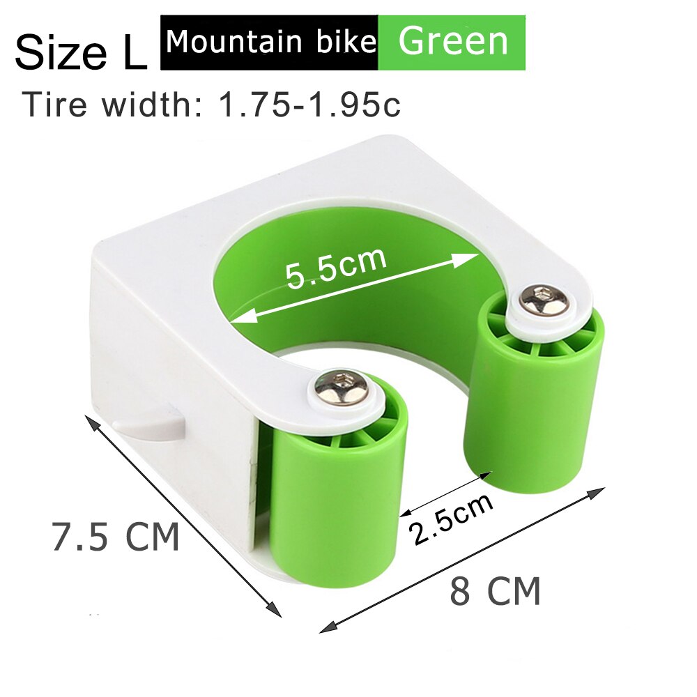 Bicycle Parking Rack Buckle Indoor Vertical Bike Storage Portable Wall Mount Hook Mountain Road Bike Cycling Display Stand: Green Size L