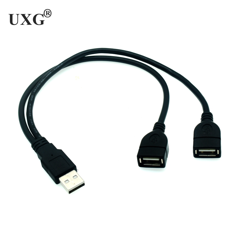 USB 2.0 A 1 Stecker auf 2 Dual USB Buchse Daten-Hub Netzteil Y-Splitter USB-Ladung-Stromkabel Kabel Verlängerungskabel 30 cm