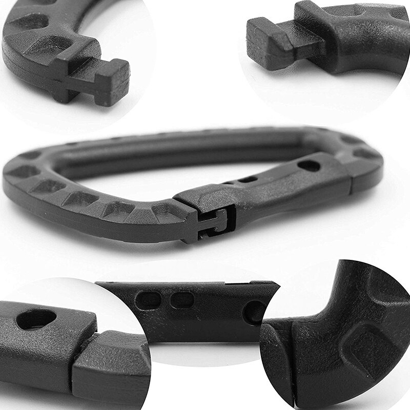 Carabiner Keychain Hard Polymer D Rings Light Weight Spring Snap Gear Clip Utility Hooks Backpack Hanging Buckle