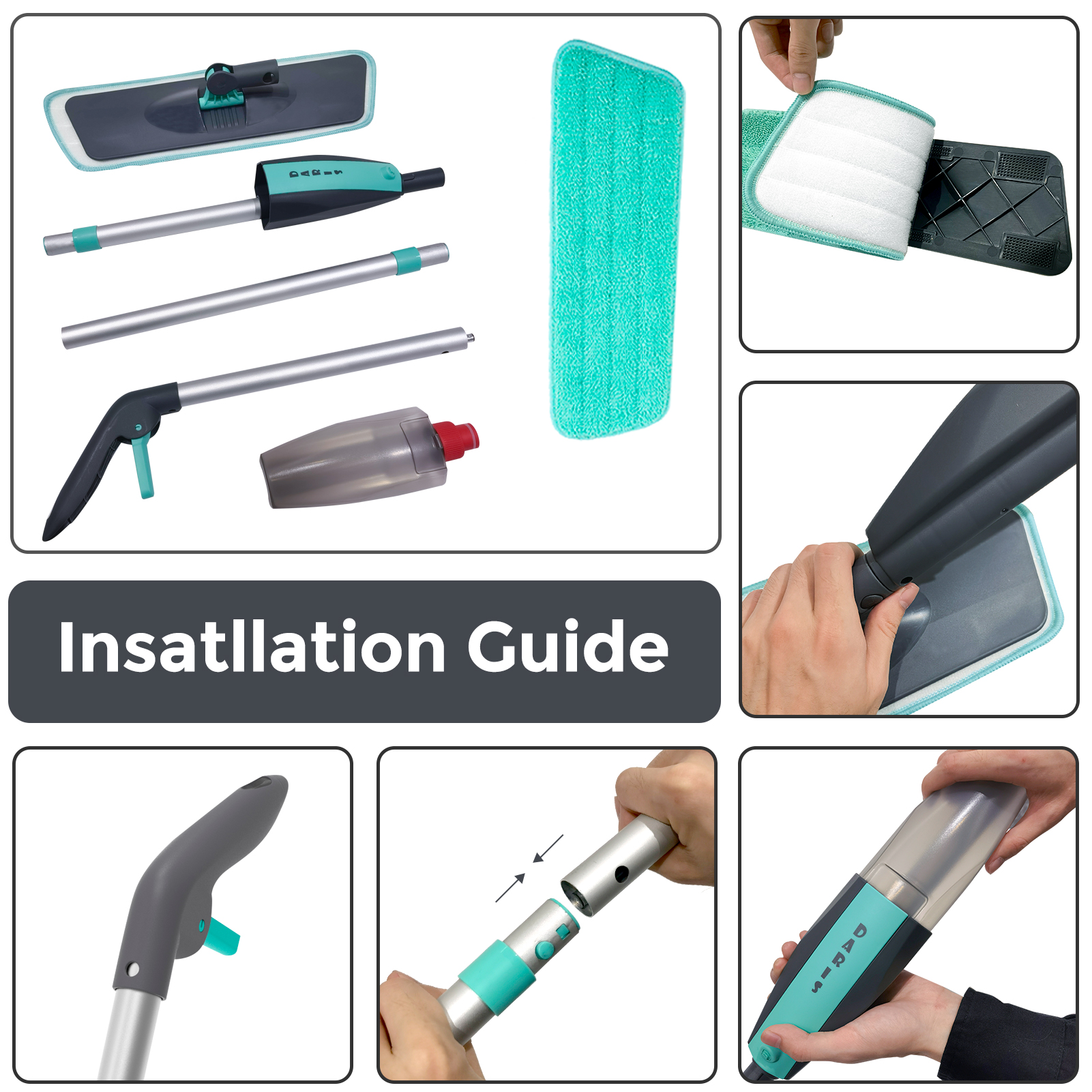 Magic Floor Cleaning Veegmachine Bezems Met Microfiber Pads 360 ° Rotatie Platte Spuiten Vloer Mop Bezem Voor Schoonmaken Thuis Spin mop