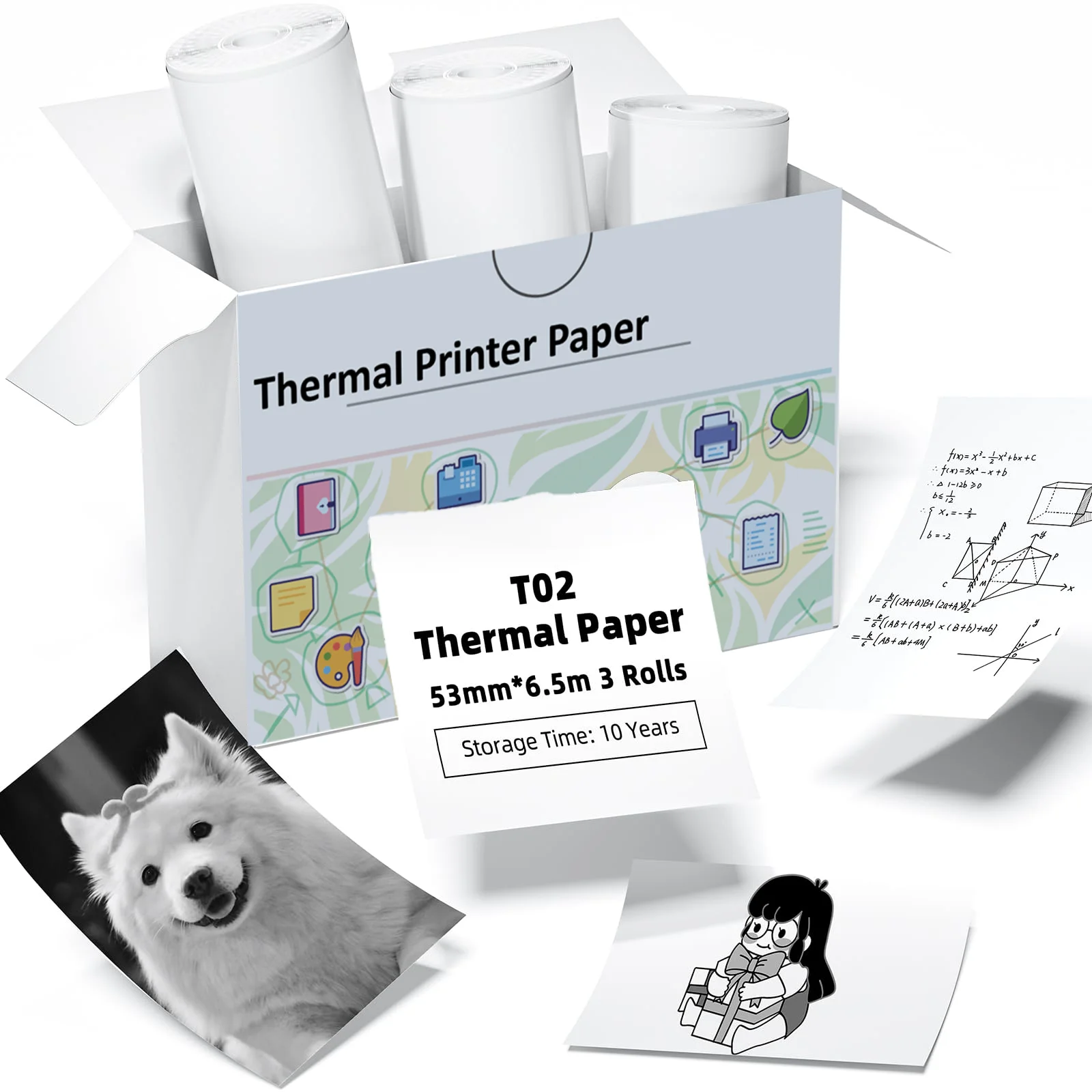 53 mm Thermopapier-Aufkleber für Phomemo/Memoking M02/T02/M04wie/M04S Mini-Drucker für Tagebuch-Foto-Textnotizen