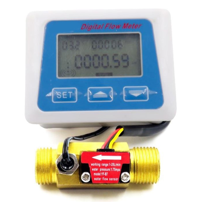 Digital Lcd Anzeige Wasser fließen Sensor Meter Durchflussmesser Rotameter Temperatur Zeit Aufzeichnung Mit G1/2 fließen Sensor