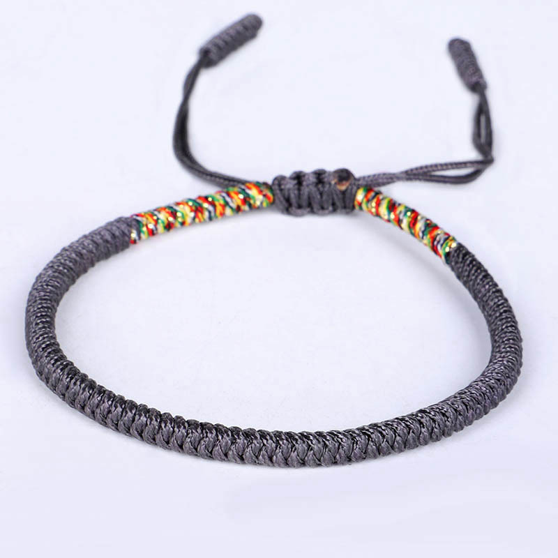 Handgefertigtes Knoten-Seil-Armbinde, tibetisch-buddhistischer Glücksbringer, tibetische Armbänder und Armreifen für Frauen und Männer,: Schwarze Gewehr überzogen