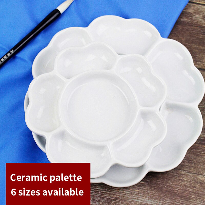 Paleta cerámica gouache acuarela pintura china pigmento porcelana blanca maquillaje color acrílico pinturas arte suministros para artistas