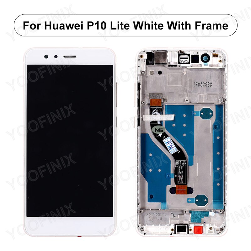 Voor Huawei P10 Lite Lcd WAS-LX1 WAS-LX2 WAS-LX3 WAS-LX1A Touch Screen Digitizer Vervanging Deel Voor Huawei P10 Lite Display: White with Frame
