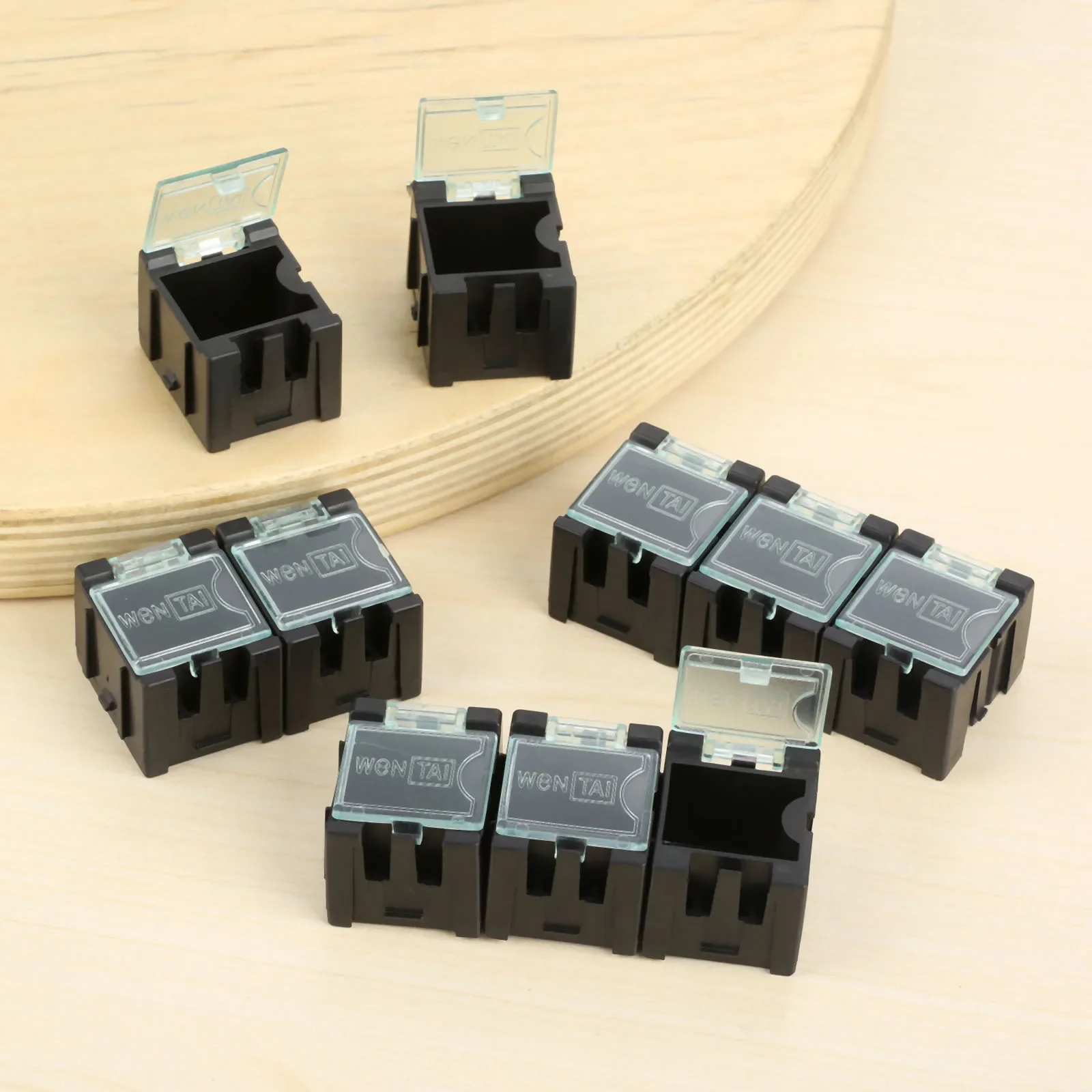 10Pcs Anti-static Components Boxes Parts Case ESD Storage Tool Box Mini Electronic Component SMT SMD Kit Assembly 25*21.5*31.5mm