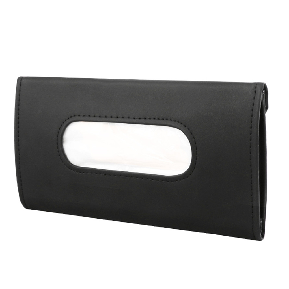 Sac à serviettes en papier pour pare-soleil de voiture, sacoche multifonction en cuir pour siège suspendu de voiture, boîte à mouchoirs en Carton: Black