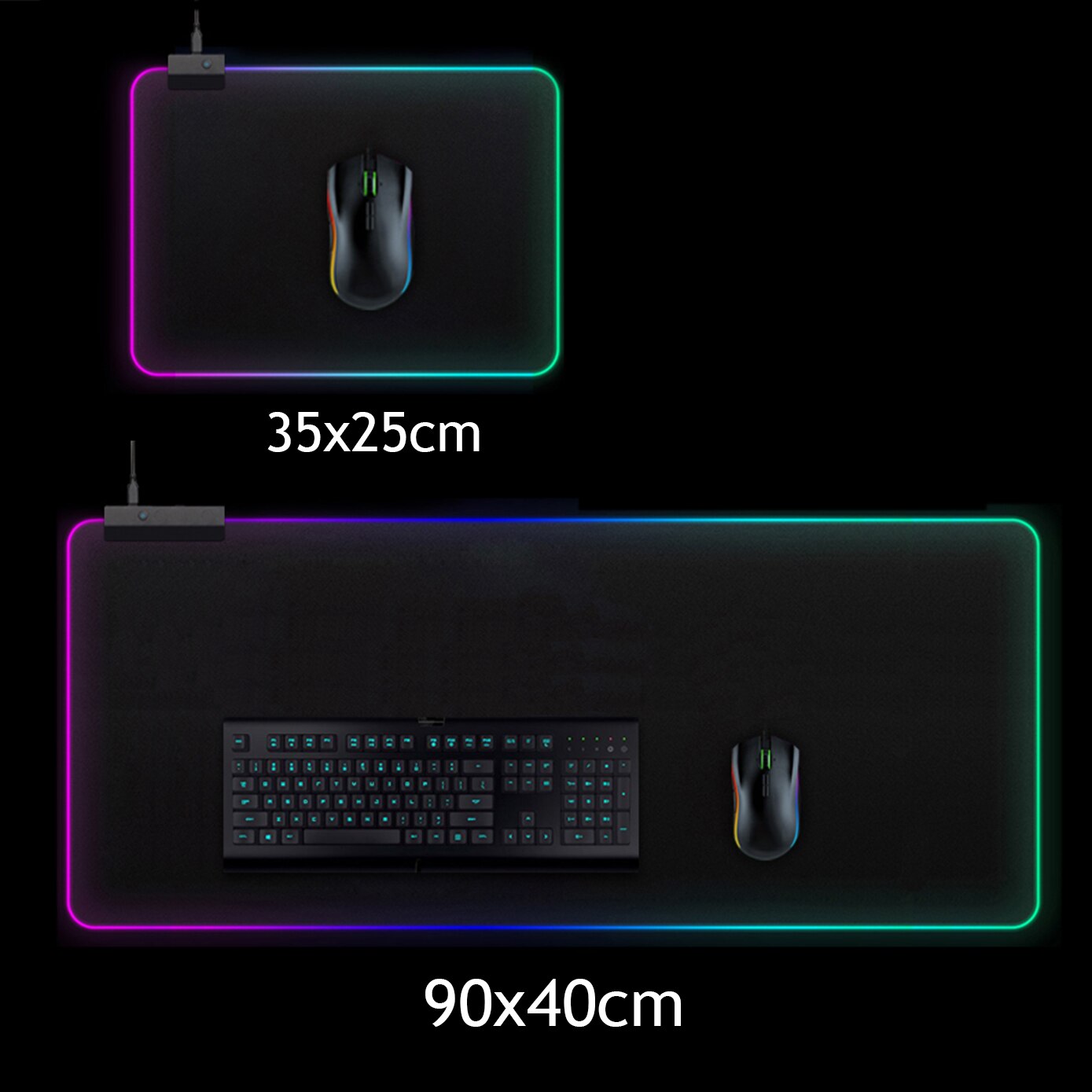 Black RGB Mouse Pad LED Gamer Mousepad Large Keyboard Pad XXL Mouse Carpet Full Desk Mat Gaming Accessories with Backlit 90x40cm