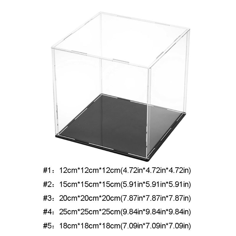 Klar Acryl Display Fall Schwarz Basis Staubdicht Schutz Modell Spielzeug Zeigen Box