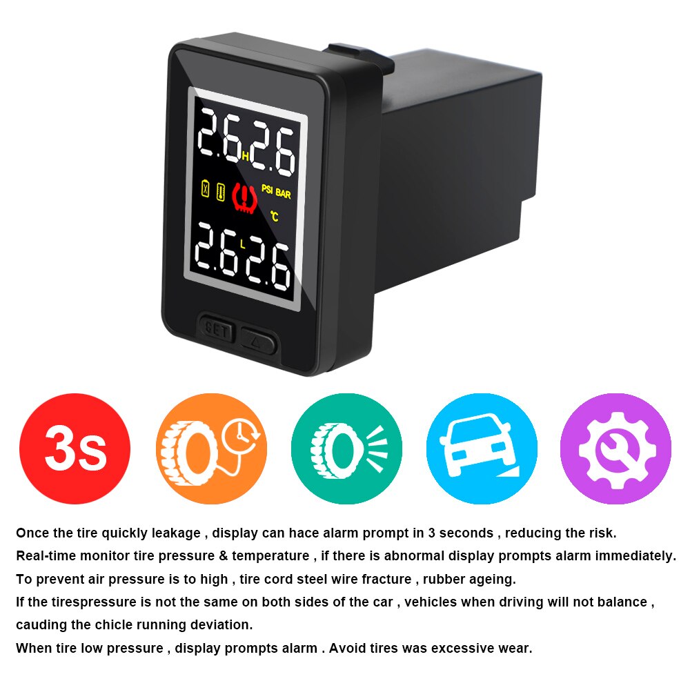 Smart Car TPMS Tire Pressure Monitor System For Toyota With 4 Pcs Sensors Real-time Temperature Monitoring Tyre Pressure Gauge