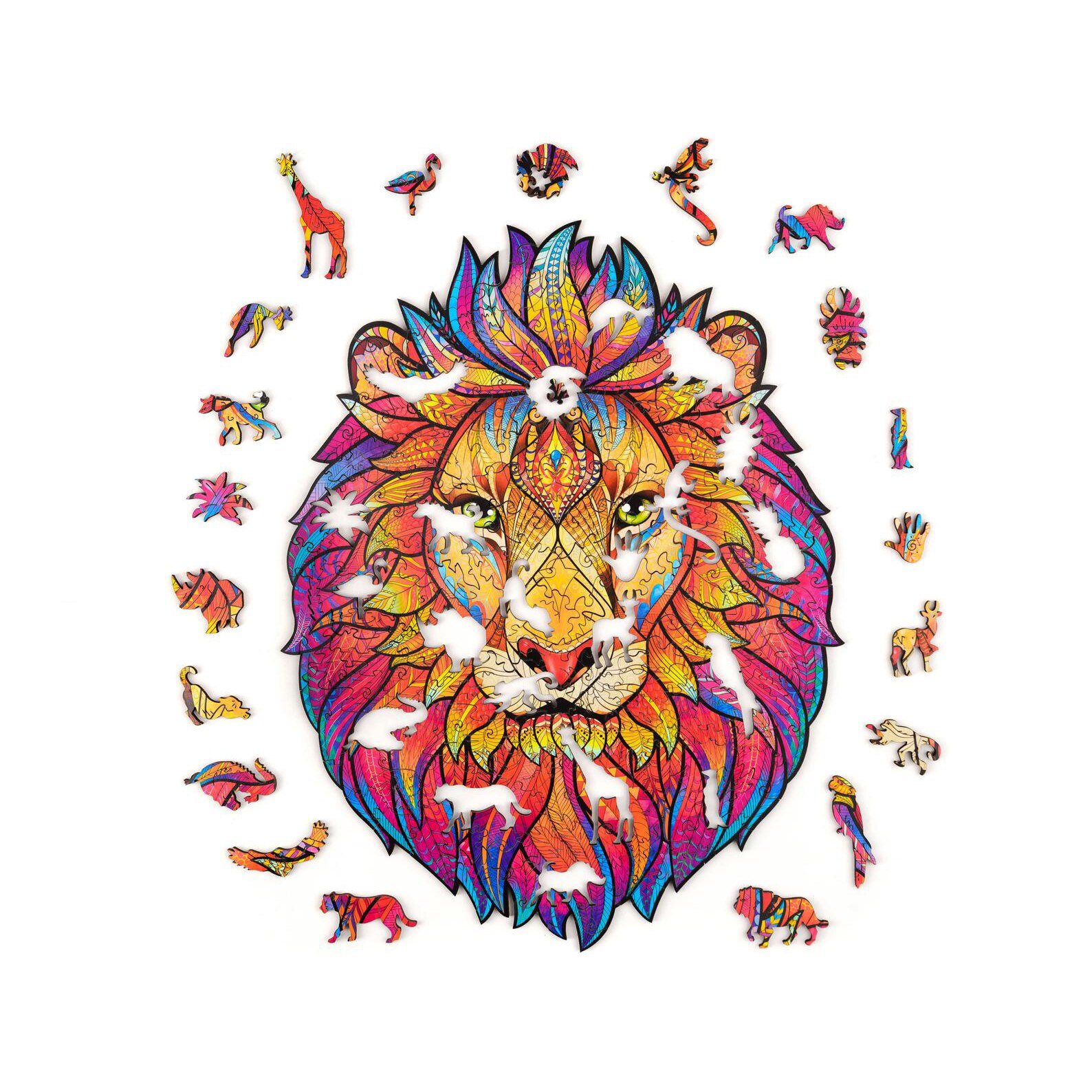 Mysterieuze Leeuw Houten Puzzel Voor Kinderen, Peuters En Volwassenen, Dier Houten Puzzel Challenger Moeilijkheid