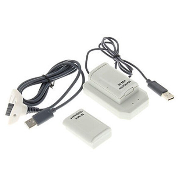 Dubbel laddningsbart batteri + usb laddare kabelpaket för xbox 360 trådlös handkontroll