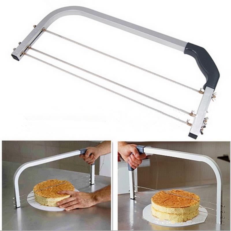 Rvs Verstelbare Grote Tussenlaag Cake Cutter Saw 3 Blades Leveler Slicer Huishoudelijke Bakkerij Bakken Tools Bakvormen