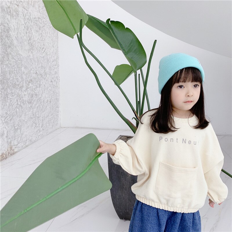 vêtements pour enfants automne nouvelle fille coréen revers pull à manches longues en vrac