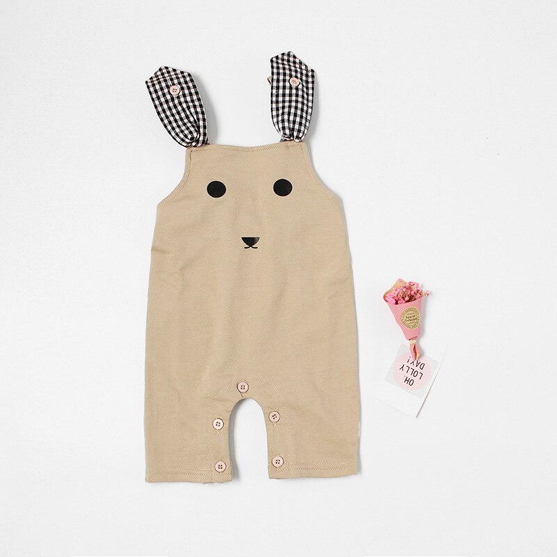 Babykleding katoenen lente/zomerbroekjes ha klimkleding baby overalls: Khaki / 3m