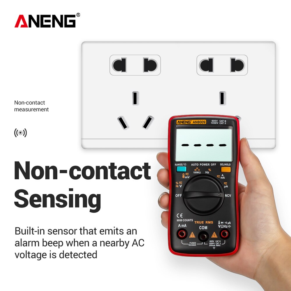 AN8008/AN8009 Digital Multimeter 9999 Counts True-RMS Transistor Capacitor Tester Auto Electrical Rm409b Test Lo Z Temp