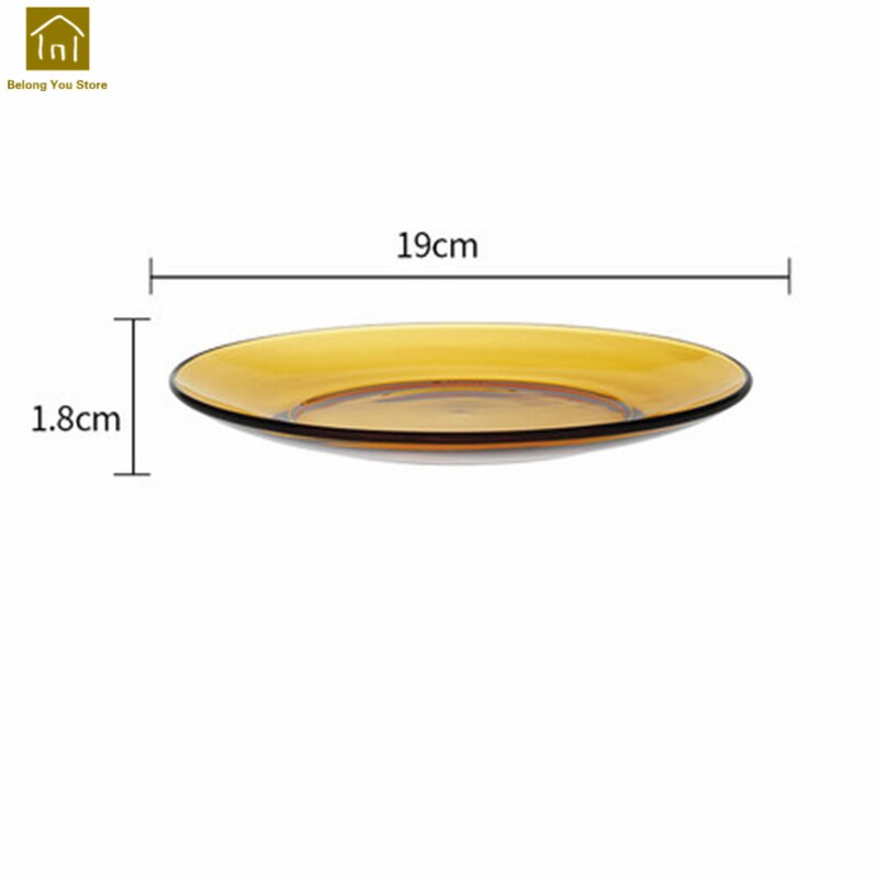 Farve glas tallerken enkel gennemsigtig mikroovn plader middag dyb tallerken tallerken nice verre gafler mad tallerkener wki 087: Lysebrun 19cm