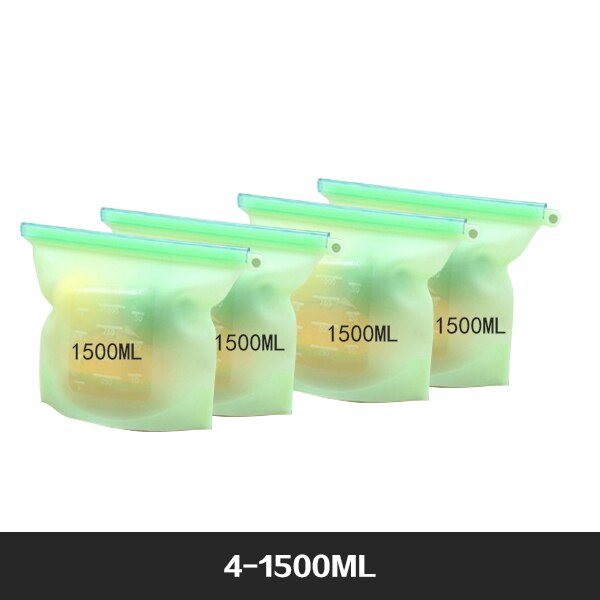 Reusable Food Storage Bags BPA Free 4-Pack Zip lock Silicone Food Bag Set Freezer & Microwave Safe Washable Zip Lunch Baggies: Ivory