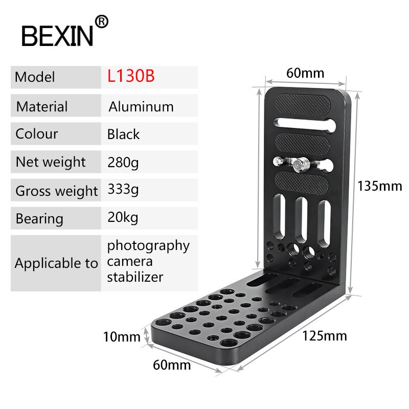 BEXIN profession camera video l plate dslr stand stabilizer universal L bracket plate screw hole fixing for shoot camera video