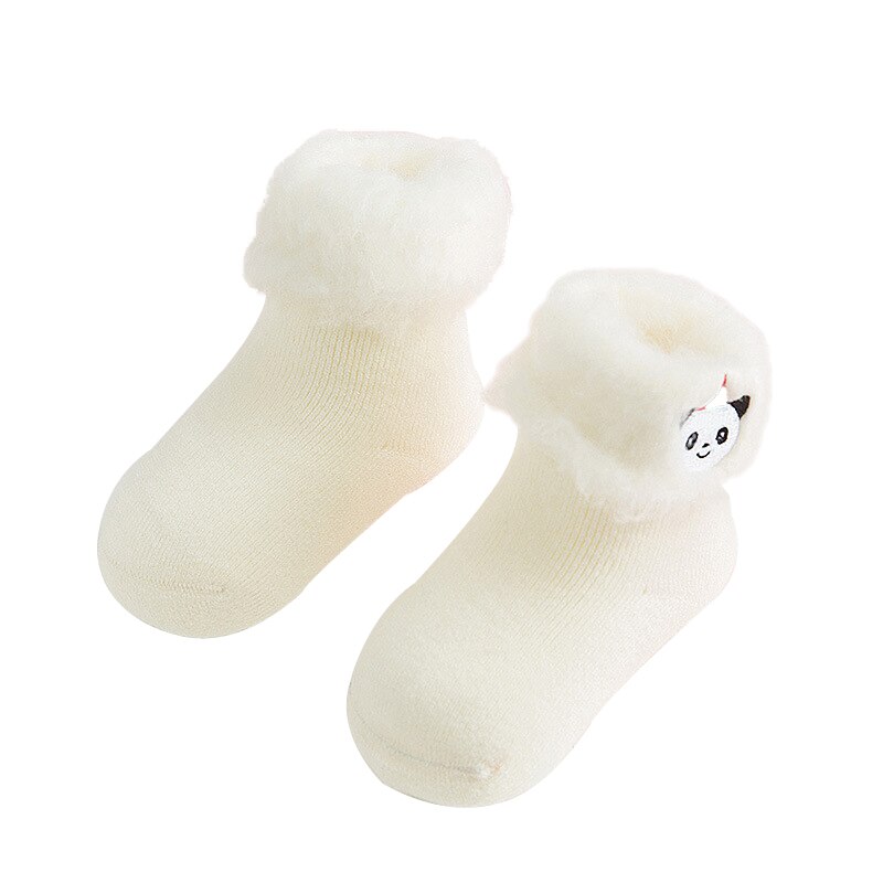 Plus Velvet Thick Baby Socks Girls Boys Cute Princess Animal Print Socks Kids Cotton Soft Socks 6 Colors Size0-3Y: White / 0-1T