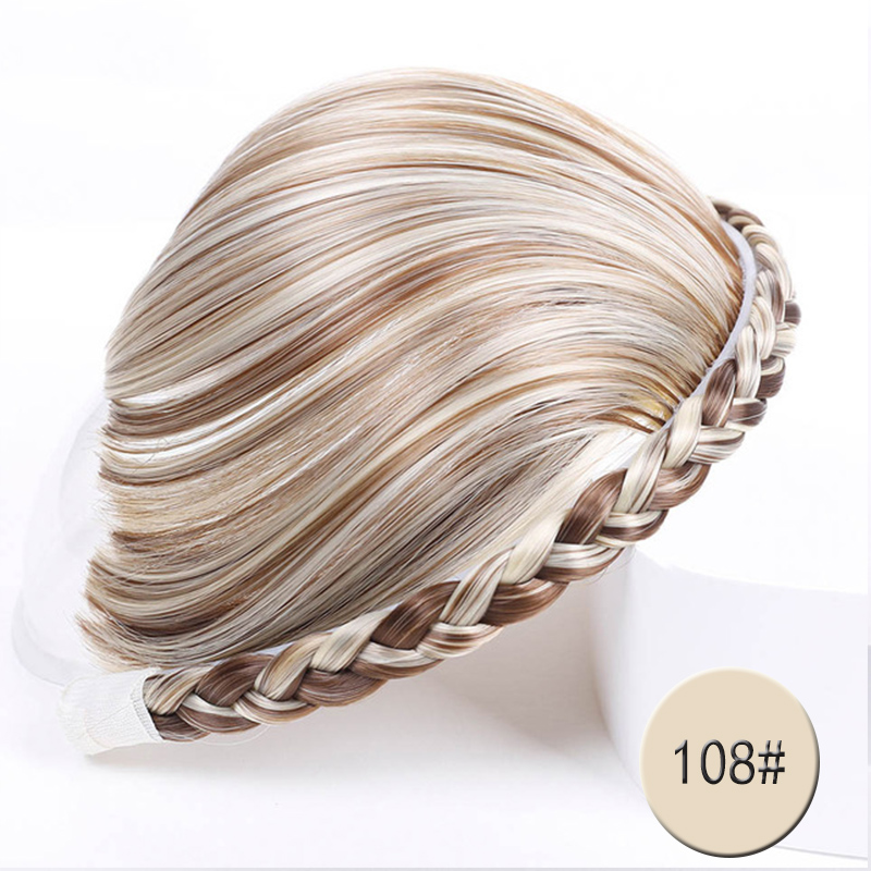 HOUYAN, pelo recortado con flequillo, 7 cintas trenzadas, diadema sintética resistente a altas temperaturas, accesorios para el cabello