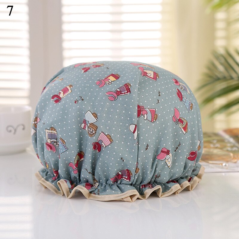 Shower Cap Bathing Waterproof Cap Cute print Daisy Flamingo Anti-smoke Cap Comfortable Bath Hats Bathroom Accessories Hair Cover: 7