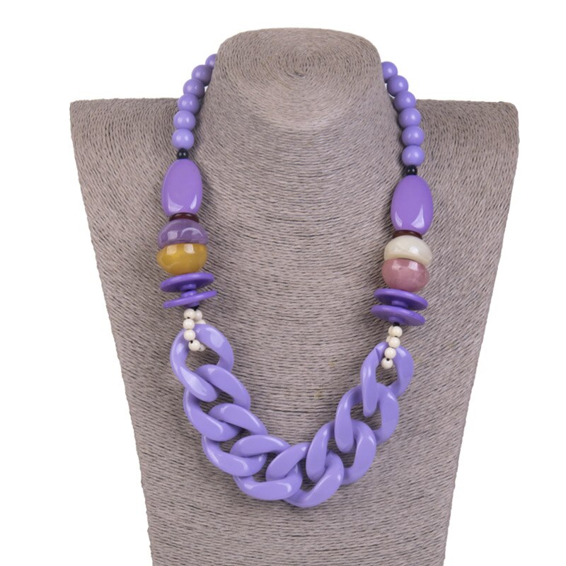 Statement/Chain Necklace Women Red Beads/Custom Necklace Charm Acrylic Resin Long Necklaces Female Large Vintage Jewelry: purple