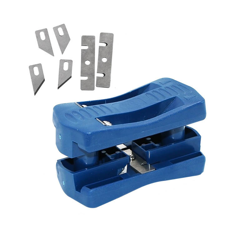 Dispositif de coupe de machine de baguage de bord dispositif de bloc tête de Double bord en bois et coupe-queue pour bande de reliure de PVC de charpentier: blue small