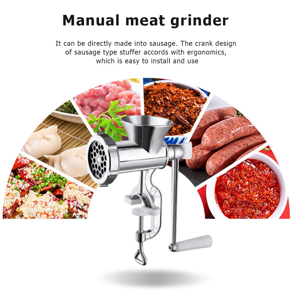 Multifunctional Aluminum Alloy Manual Meat Mincer Grinder Handheld Food Processor Chopper Sausages Filler Kitchen Cooking Tool