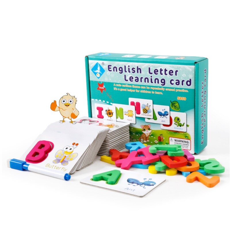 Children Alphabet Letters Figure Spelling Games Cards English Words Puzzle Matching Educational Literacy Fun Early Learning Toys