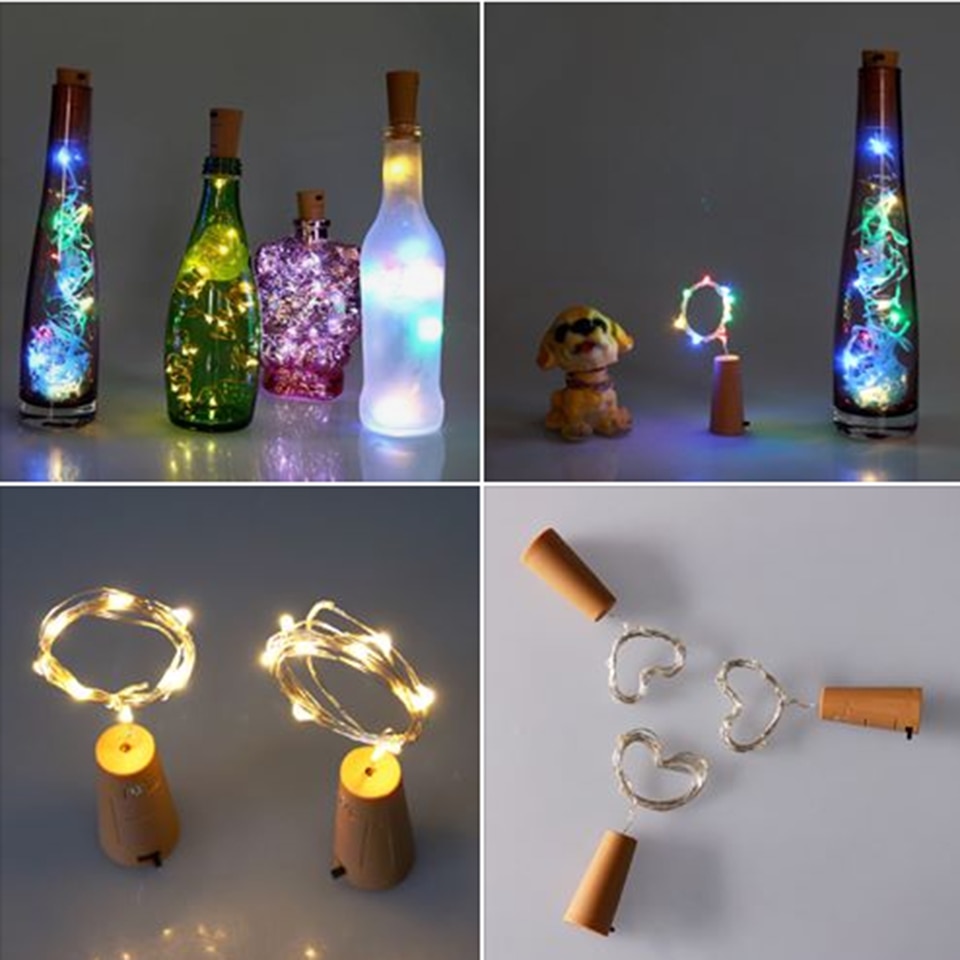 1M 2M Copper Wire Garland Bottle Stopper led fairy lights For Glass Craft LED string lights Wedding Christmas Birthday Decoratio
