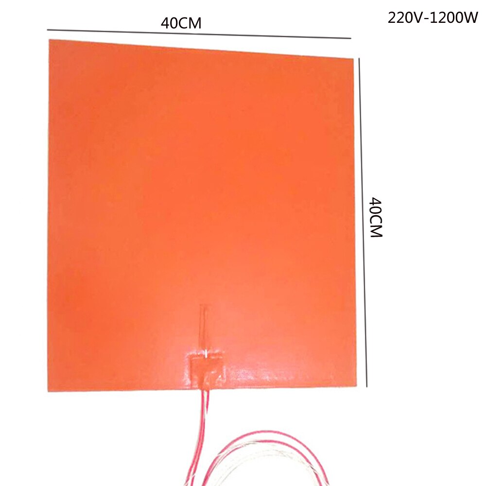 40cm 1200w 3d printer silikone opvarmet seng opvarmning pad fleksibel vandtæt print