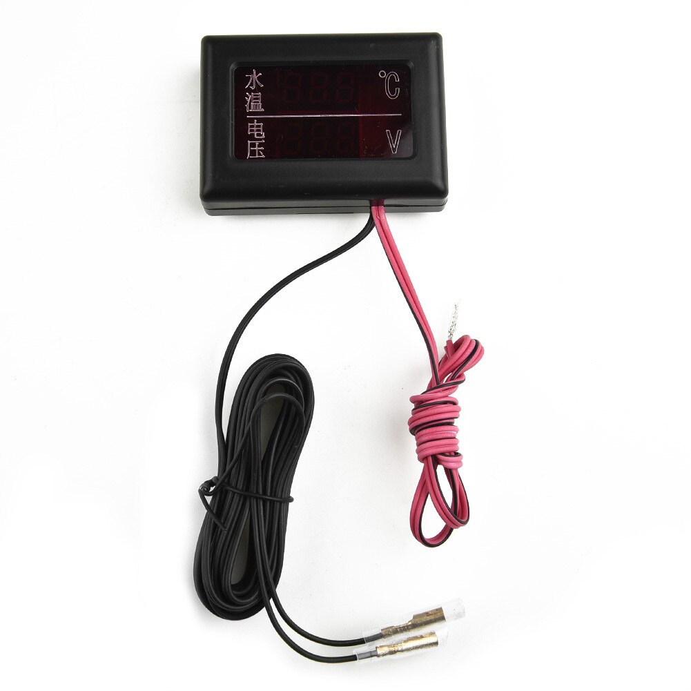 Cable Water Temperature Voltmeter M10 Voltmeter Water Temp Sensor 2 in 1 3-Digit