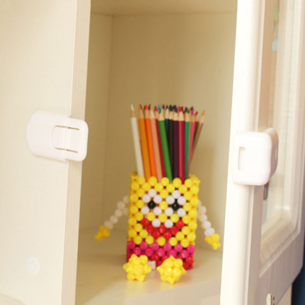 5pcs Baby Safety Lock Plastic Right Angle Shaped Sticky Lock Latches For Drawer Cabinet Cupboard Refrigerator Door Lock For Kids