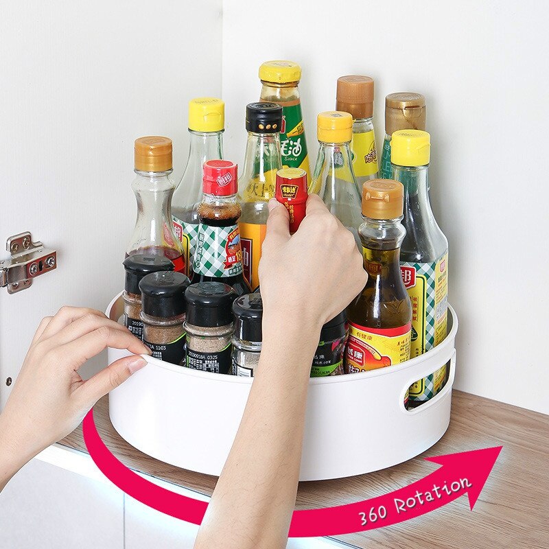 Bandeja de almacenamiento rotativa antideslizante multifunción, estante de plástico giratorio para cocina, baño, , escritorio de cosmética con rotación de 360 grados