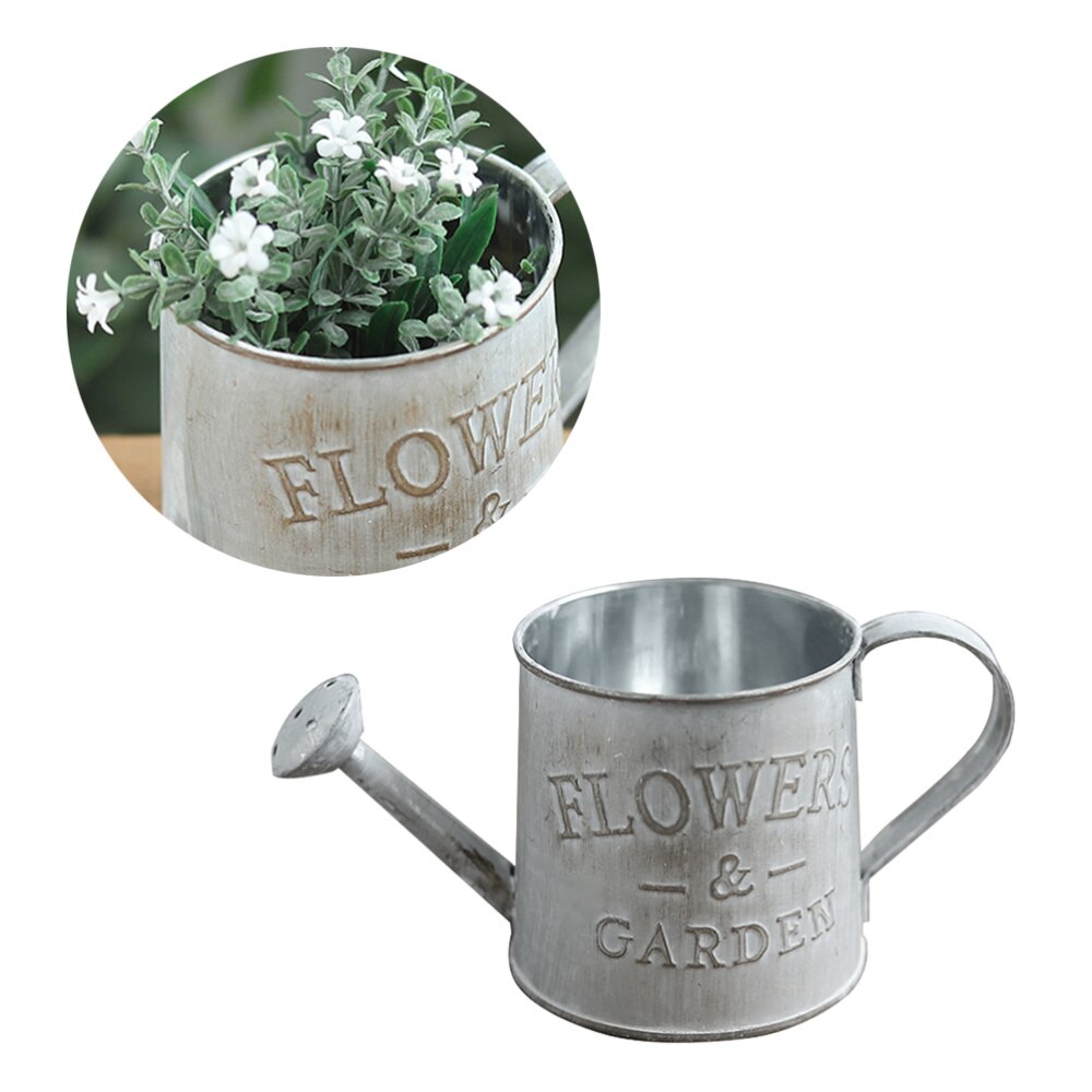 Flower Vase Can Rustic Style Iron Metal Jug Pitcher Tin Bucket Watering Can Shape Portable Pot for Home Wedding Party D