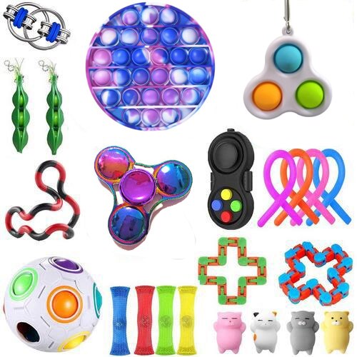 Figet Speelgoed Anti-Stress Speelgoed Set Stretchy Snaren Marmeren Reliëf Volwassenen Meisje Kinderen Zintuiglijke Antistress Relief Fidget Speelgoed: Licht Geel