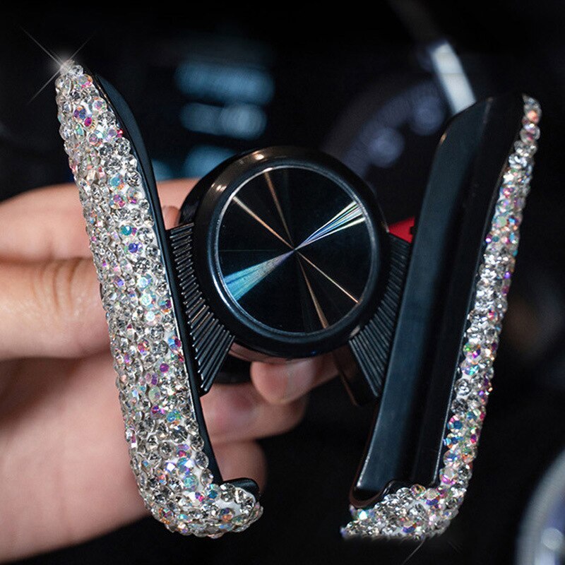 Universele Mooie Bling Glitter Auto Mount Automatische Zwaartekracht Mobiele Stand Telefoon Houder Voor Vrouwen