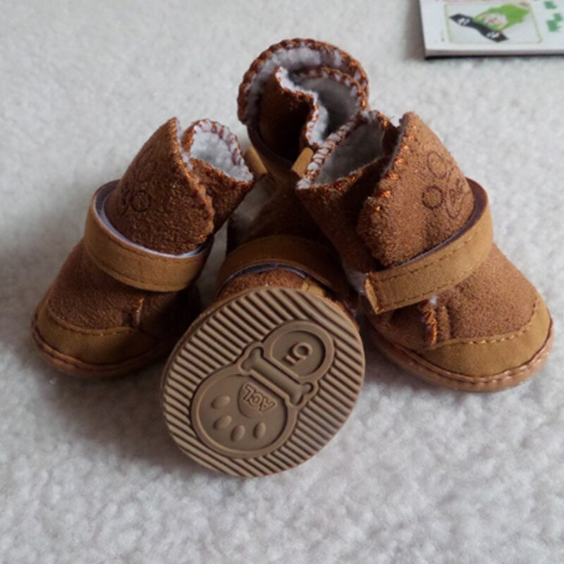 Warm Winter Shoes for Dogs Pink 4PCS/Set Comfortable Soft Cute Dog Boots Snow Walking Cotton Blend