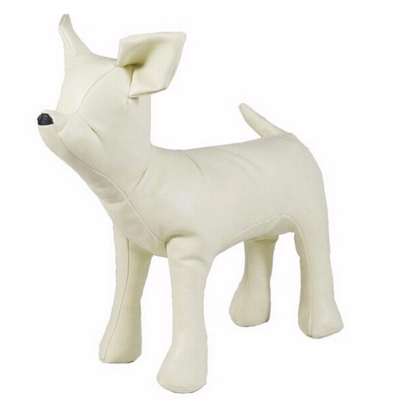 Læder hund mannequiner stående stilling hund modeller legetøj selskabsdyr butik display mannequin hvid / sort: Hvid s
