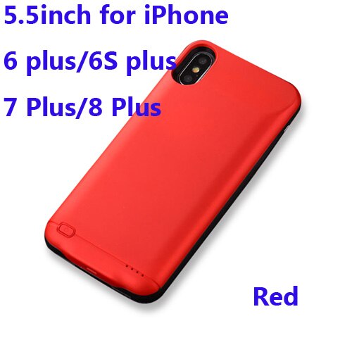 Battery Charger Case For iPhone X XS XR 6 6s 7 8 Plus Powerbank Case For iPhone 11/11 Pro/11 Pro Max Battery Charging Case: 6P 6SP 7P 8P Red