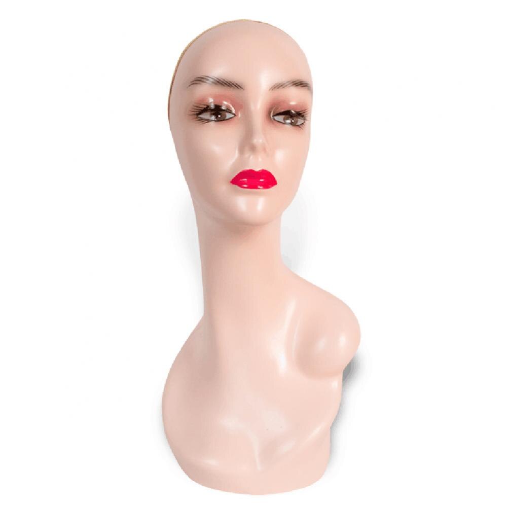 Plus Size 45cm Female Head Model Manikin Mannequin Wig Scarf Glasses Hat Cap Display Stand Women Mannequins head Foam Plastic: Flesh