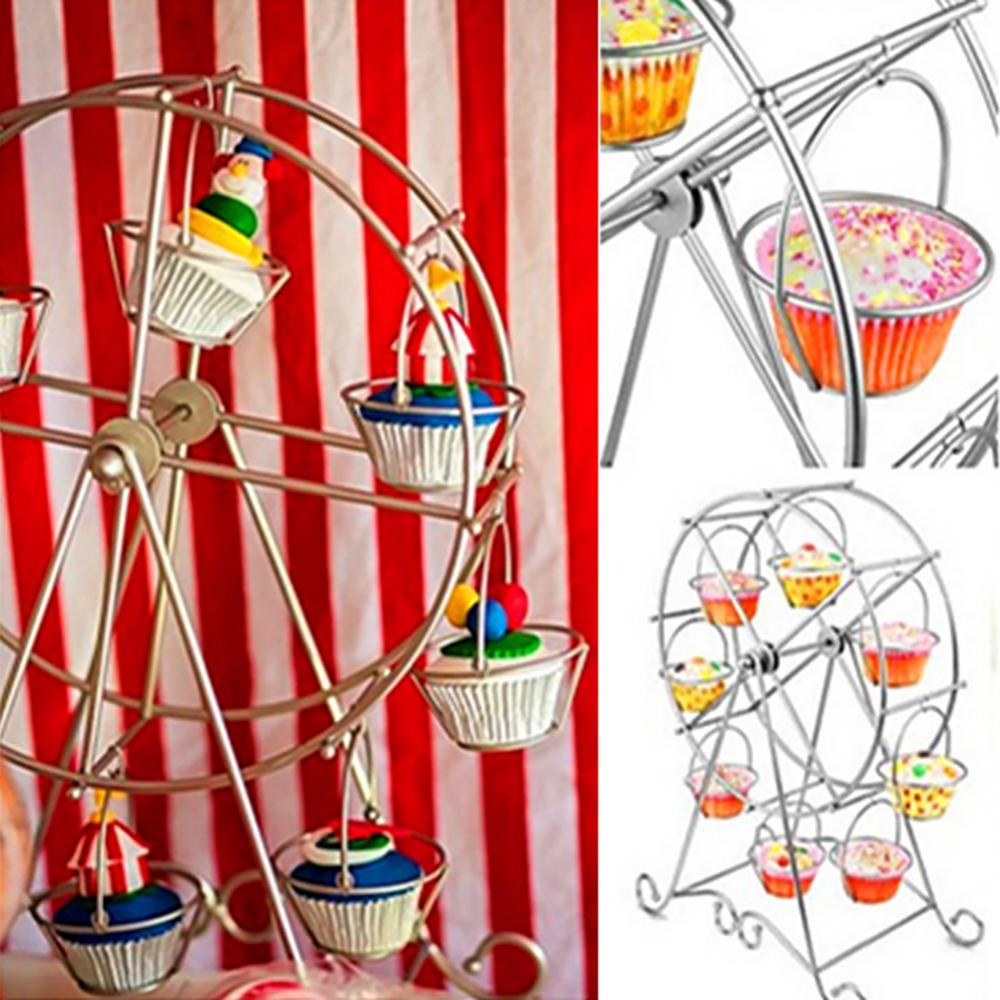 8 Cups Metalen Draaiende Reuzenrad Cupcake Houder Dessert Stand Cake Stand Display Rack Bruiloft Verjaardagsfeestje Decoratie