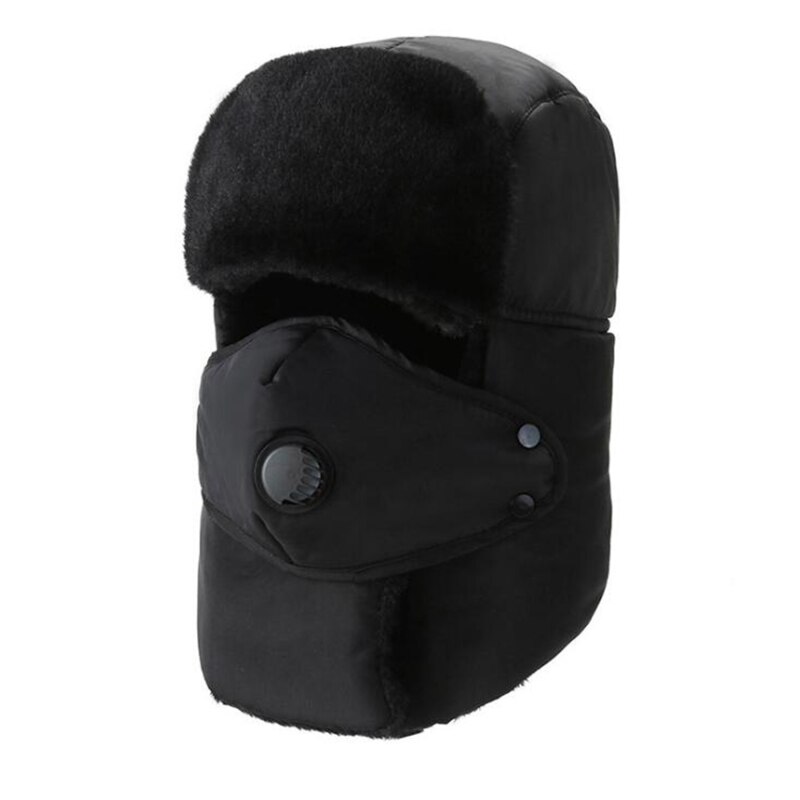 Warm Cap Winter Men Original Winter Hats For Women Unisex Warm Thcken Waterproof Hood Hat Ear Cap: black