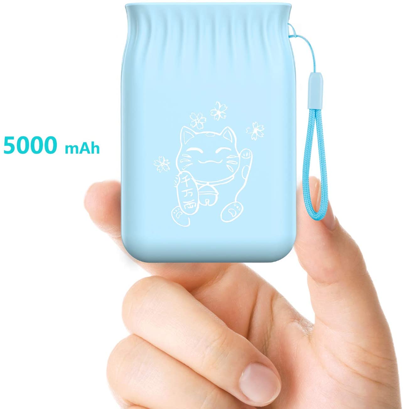 5000mAh cute cat Power Bank Portable Charging External Battery Slim Poverbank For iphone Xiaomi External Battery white powerbak: Blue